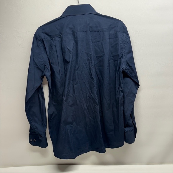 YVES SAINT LAURENT MENS DRESS SHIRT size 17 navy blue - Picture 2 of 11